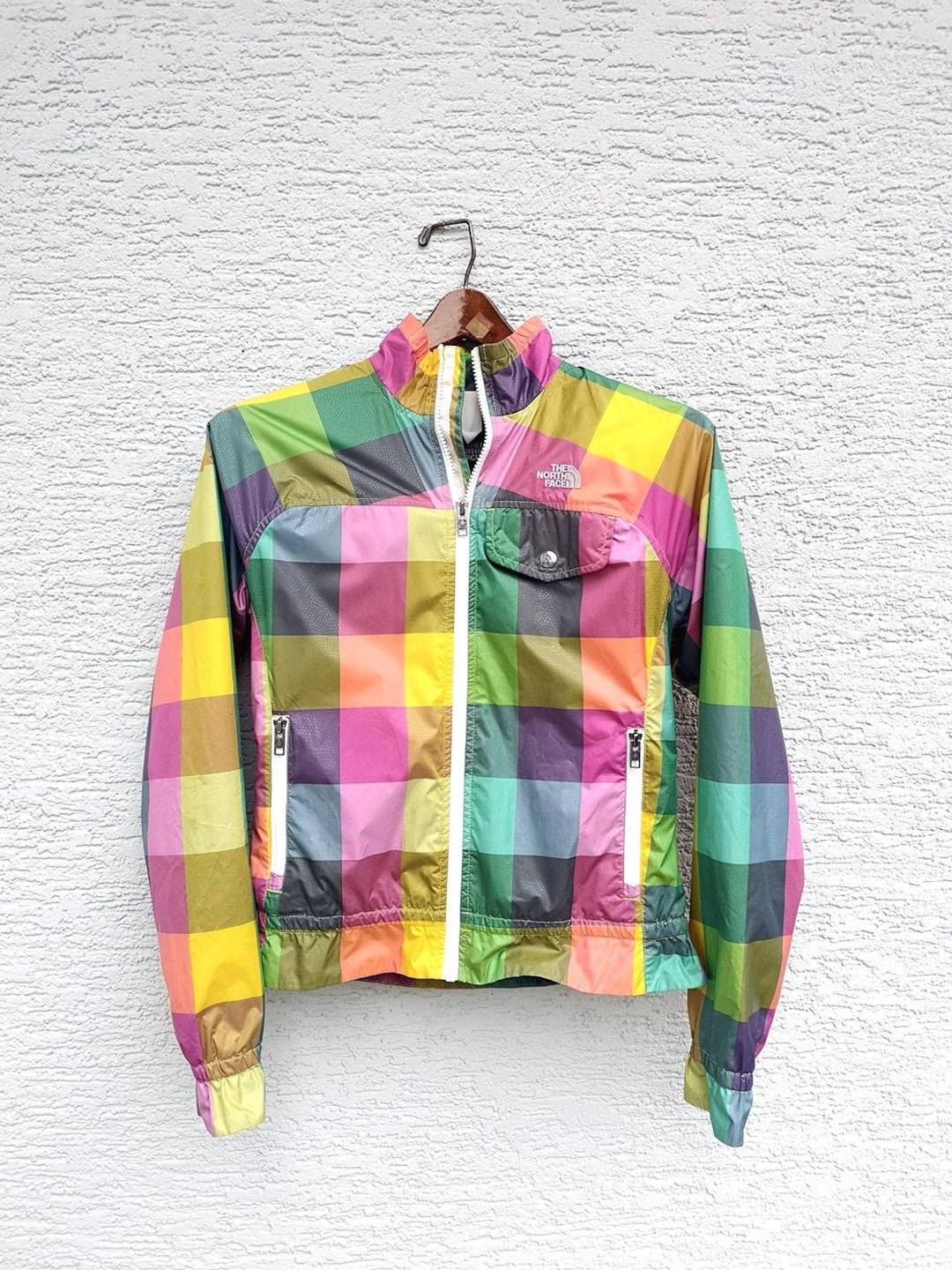 Vintage the North Face Waterproof Shell Jacket With Rainbow Plaid