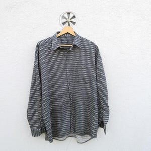 Vintage Jean Chatel XXL Abstrakt Kunst Druck Shirt aus Baumwolle/Viskose