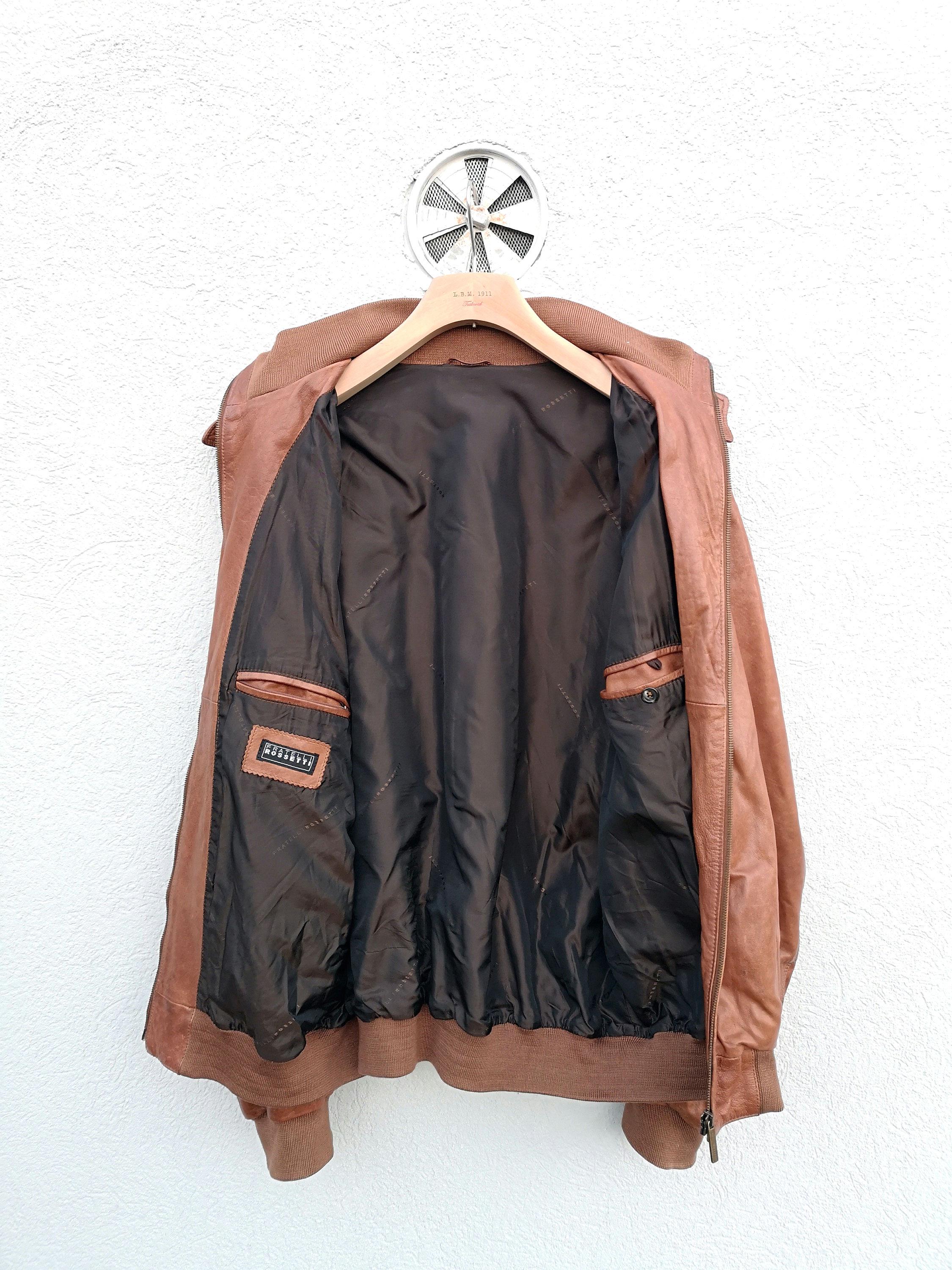 Vintage Fratelli Rossetti Nappa Leather Bomber in Cognac Brown 58