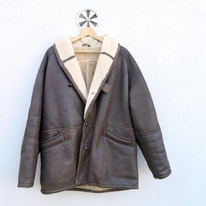 SHEEPSKIN LEATHER COAT / Genuine Lambsfur / Vintage / Brown SHEEPSKIN LEATHER COAT / Genuine Lambsfur / Vintage / Brown