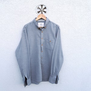 Vintage KRONSTADT Grey Shirt Men&#39;s  size XXL , Long Sleeve Button-Down Soft Cotton Blend
