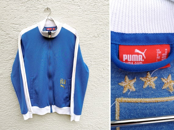 Mens PUMA Blue Sport Jacket Italian Team Football Soccer Player Sweatshirt  Size Medium 