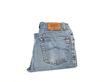 Vintage CASUCCI jeans // Blue Stonewashed Denim, Straight leg,High Waist  Trousers