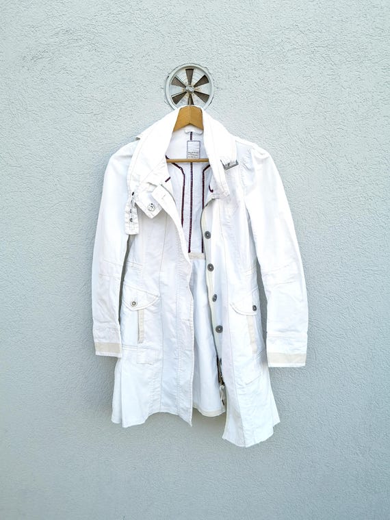 Vintage Marithe François Girbaud Denim Coat, White Cotton Utility