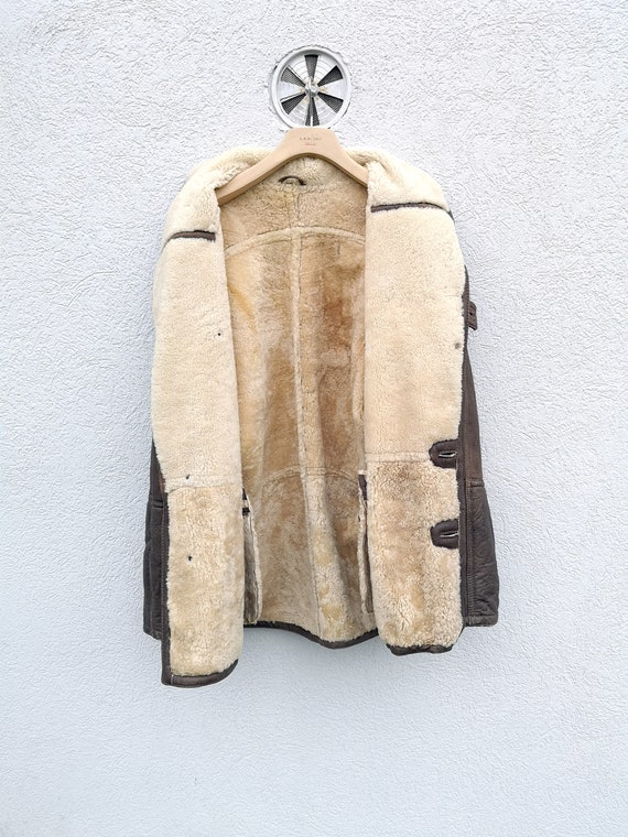 Brown Shearling Coat size 52/Large -  Vintage 80s… - image 5