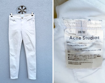 White Skinny Jeans Womens Acne Studios Skin 5 Optic White Denim Trousers 24x32