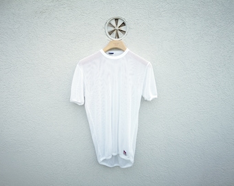 Sportfull Vintage 90s  Mesh T-Shirt - White Fishnet Retro Rave Top