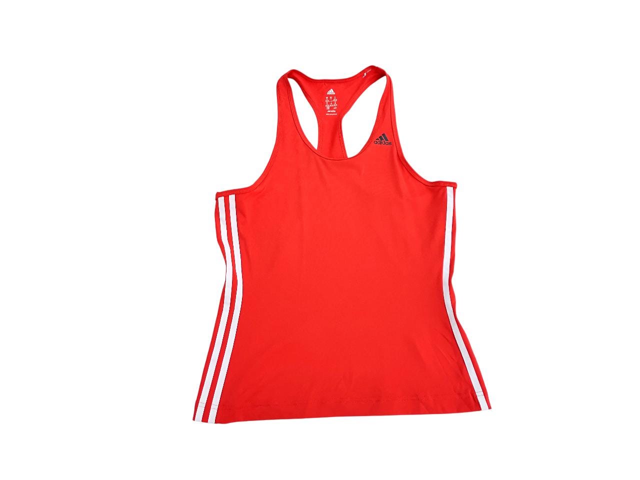 Y2K Adidas Orange Tank Top – White Stripes ,retro Gym Wear Medium