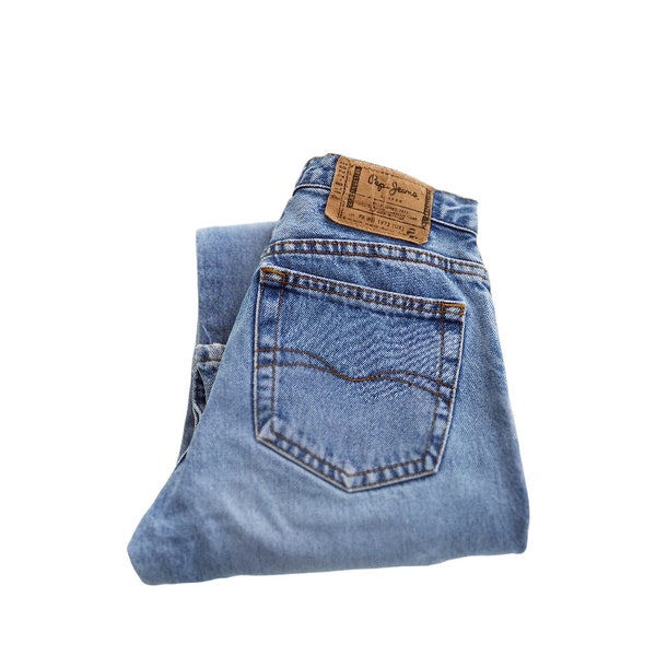 Vntg PEPE JEANS Women's Medium Blue Flare Denim Pants,Stonewashed,  Regular Slim Fit, size 27x32