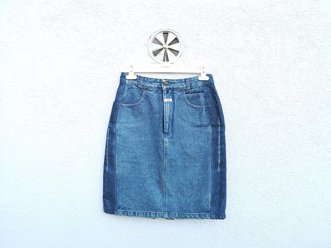 1980s Marithe Francois Girbaud Denim Skirt Italy Stonewash Broken