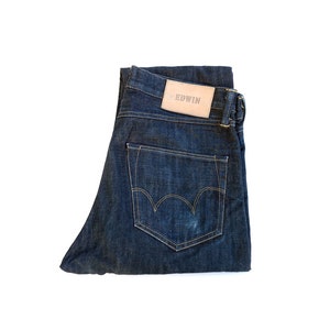 EDWIN Mens Selvedge Denim Jeans - Dark Wash ,Regular Slim Fit  ,Japanese Vintage