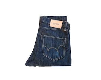 EDWIN Mens Selvedge Denim Jeans - Dark Wash ,Regular Slim Fit  ,Japanese Vintage