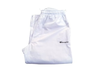 Pantalones cortos largos blancos vintage Champion estilo hip hop streetwear hasta la rodilla (3/4)