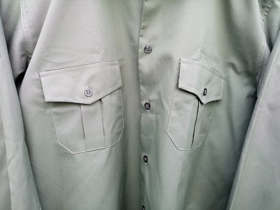 Military Green Vintage 80s Workwear Uniform Shirt… - image 6