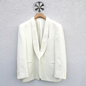 Blazer vintage en laine blanc crème Roy Robson fabriqué en Allemagne de l'Ouest Costume de mariage pour homme et veste de smoking pour le marié image 2