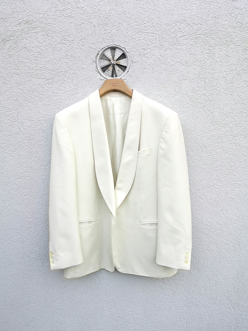 Blazer vintage en laine blanc crème Roy Robson fabriqué en Allemagne de l'Ouest Costume de mariage pour homme et veste de smoking pour le marié image 2