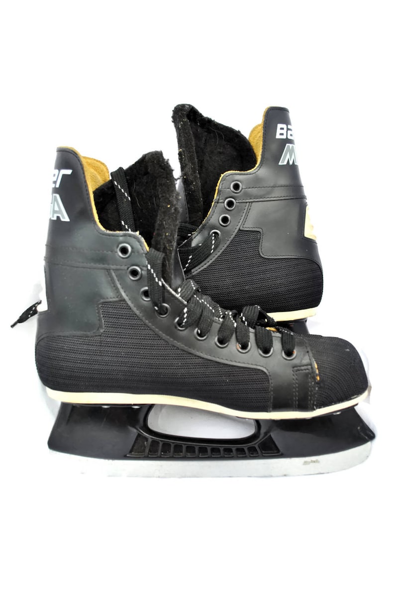 Vintage Ice Skates BAUER MEGA Black Canstar Super fit foam Ice Skates Size 7 Mens Footwear