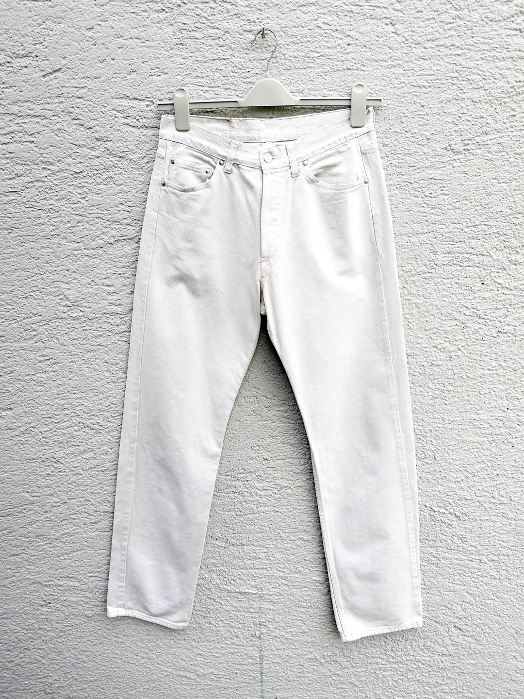 パンツ vintage made in USA LA GATE white denim Vintage Watch La Jeans Womens 15-16 Blue Denim Metal Button