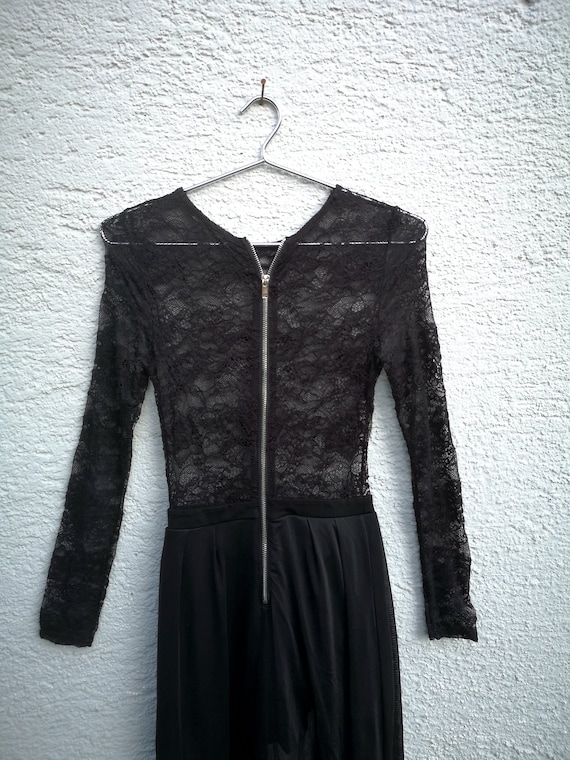 Womens 90s Black Lace Playsuit Gothic Style size … - image 5