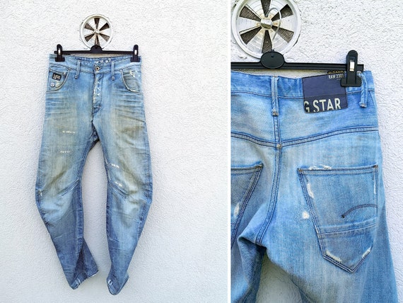 passen Dekbed Ounce Mens G-STAR RAW 3301 Arc Loose Tapered Blue Jeans Distressed - Etsy Israel