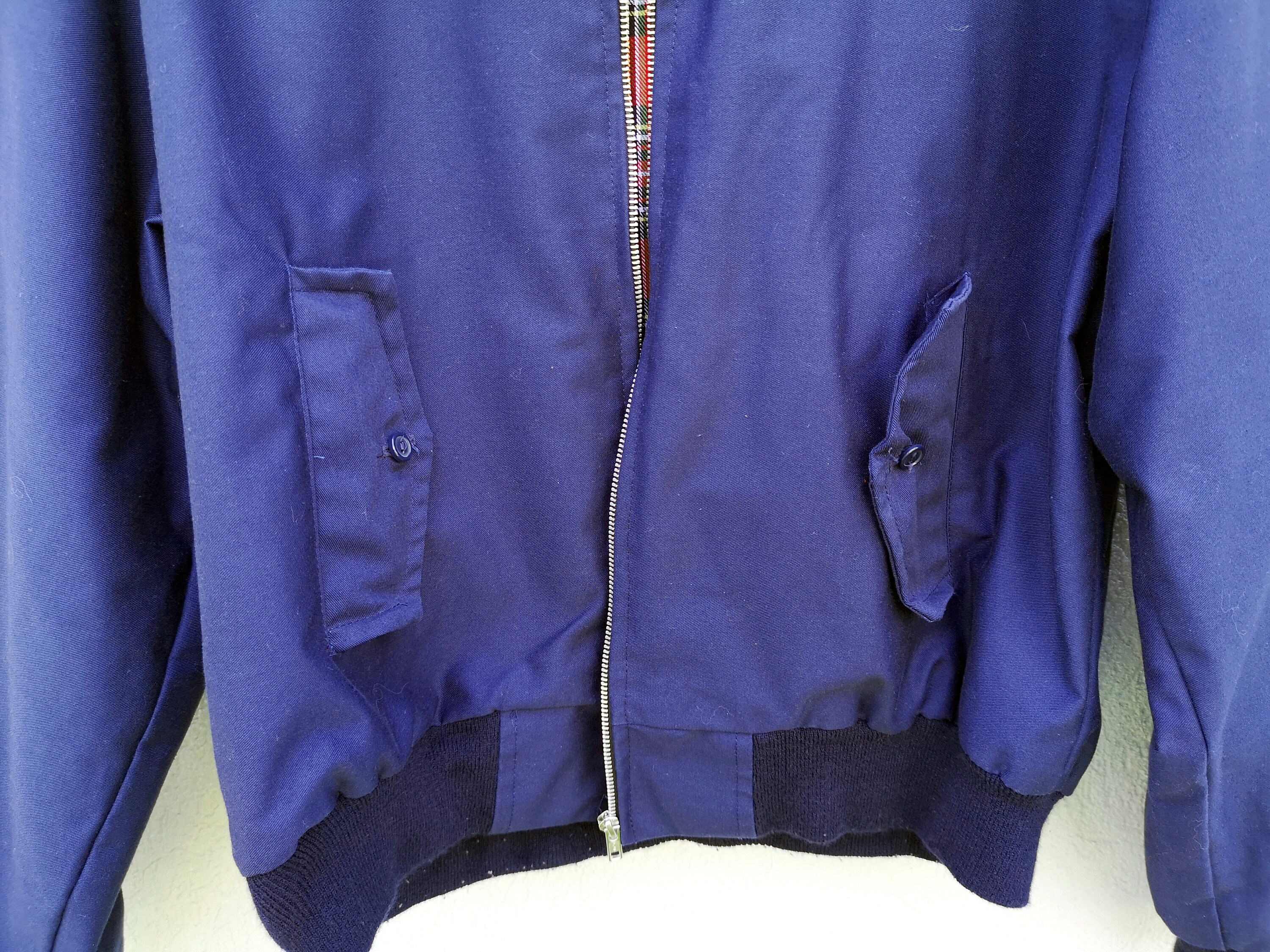 Vintage Blue Harrington Jacket: Men's Tartan Lined Bomber