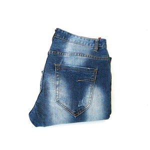 Distressed Cyberpunk  Jeans Men's size 31'' -  Y2k Jeggings Skinny leg Button Fly Denim Sport Trousers