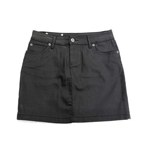 Vintage  Esisto Black Mini Skirt -  Size 42/Small - Waxed Fabric -