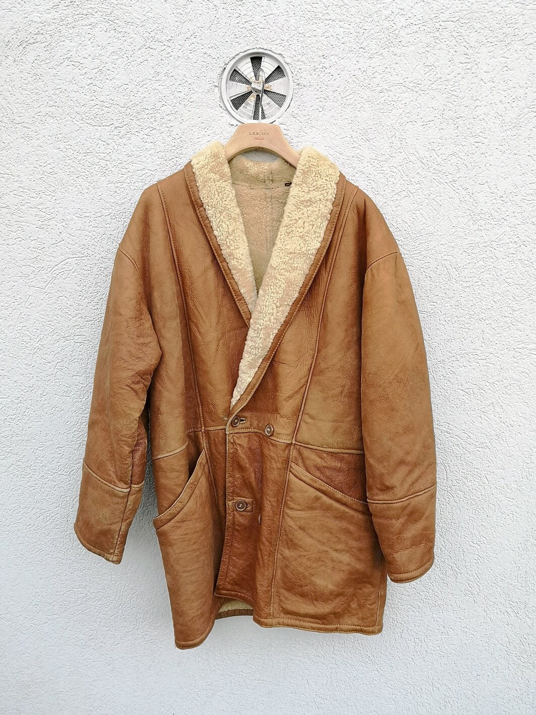 Vintage Italian Shearling Jacket – BACCANTE Men's Tan Leather Coat
