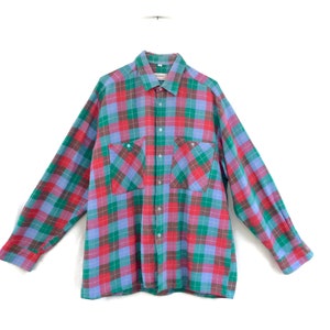 Vintage shirt met grunge-ruiten uit de jaren 90 - herenmaat Large |  Flanel met kleurvlakken en lange mouwen