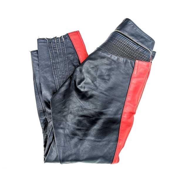 Mens Vintage Red Leather Pants Etsy