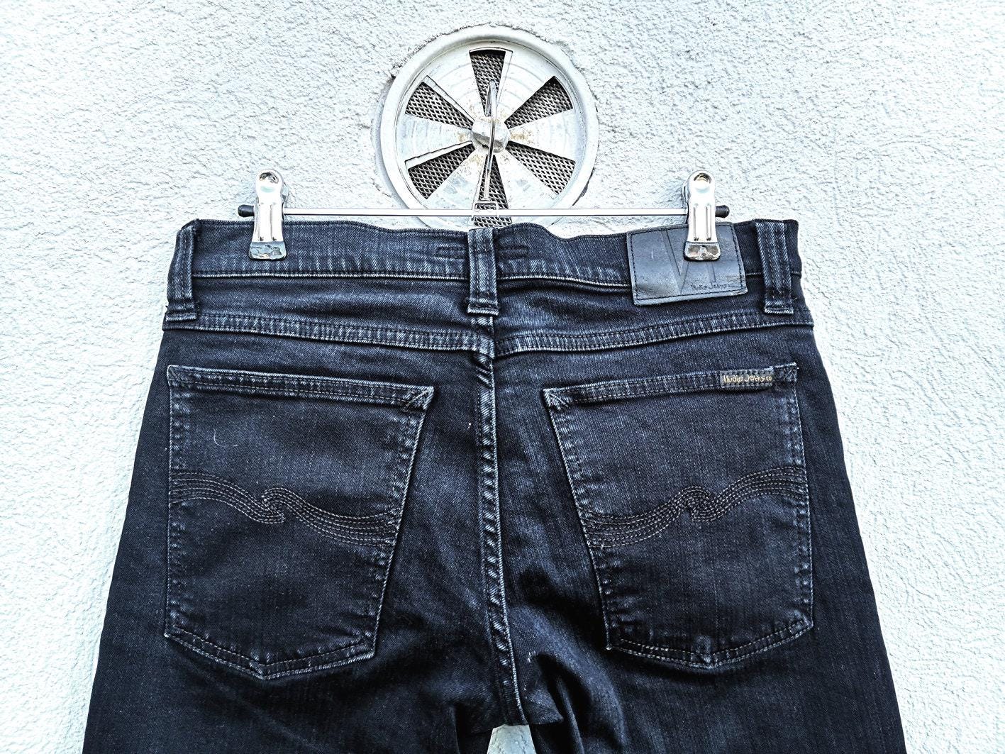 Nudie Skinny Jeans Black Denim W30 L32 Ultra Low Rise Y2K 