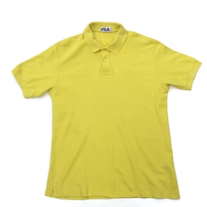 FILA 1990s Yellow Pique Polo – Medium/Large Vintage Sport T‑Shirt