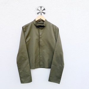 Small Size Men&#39;s  Cropped Army Military Jacket - Olive Green Vintage Workwear Chore Bomber