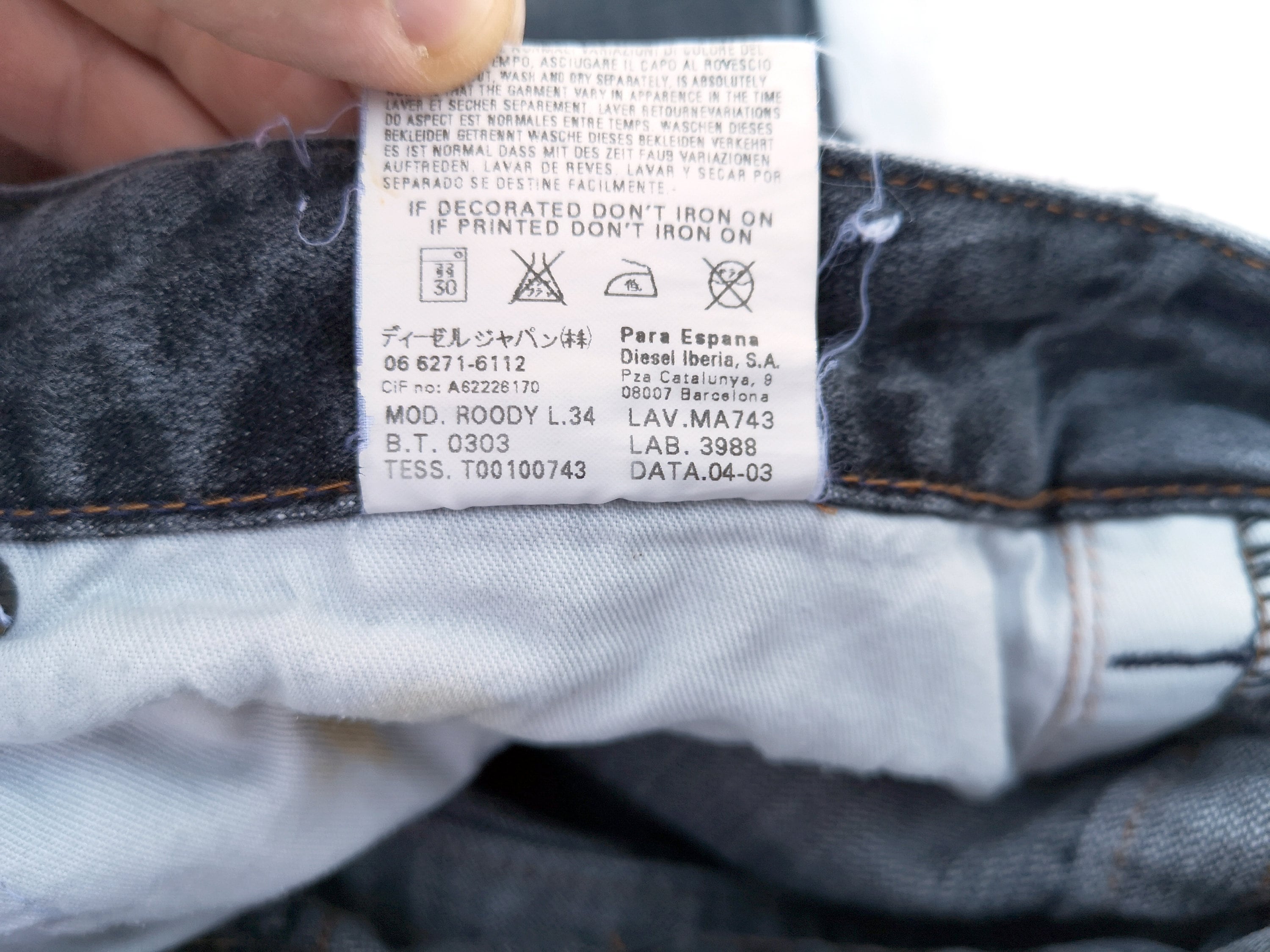 Diesel jeans cheap 34 30