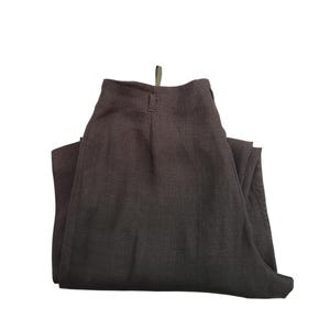 Olive Green Linen Blend Vintage Palazzo Pants -  Wide Leg  Knit Trousers - D-44 , GB-18 , USA-14