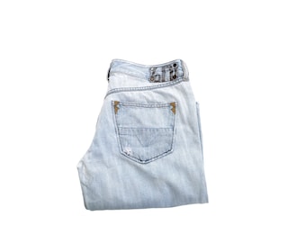 Diesel Vixy Womens Low-Rise Wide Leg Jeans - Distressed Denim size W30 L34