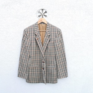 Vintage DAKS London Wool Blazer: Check Pattern, Made in Britain