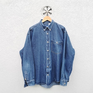 Vintage Blue Jeans Western Shirt XL: Cowboy Denim Workwear