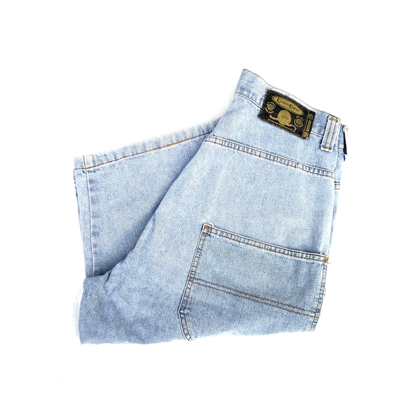 Vintage 80s 90s Hombres Baggy Denim Shorts Hip Hop Estilo Oldschool Jeans Pantalones tamaño 32/Medio