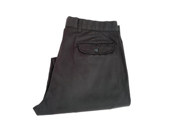 Vintage 90s ZANELLA Black Wool Gabardine Mod Flat Front Slacks