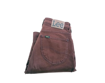 Jeans Lee estilo mom vintage: mezclilla cónica color marrón óxido, W28 L29