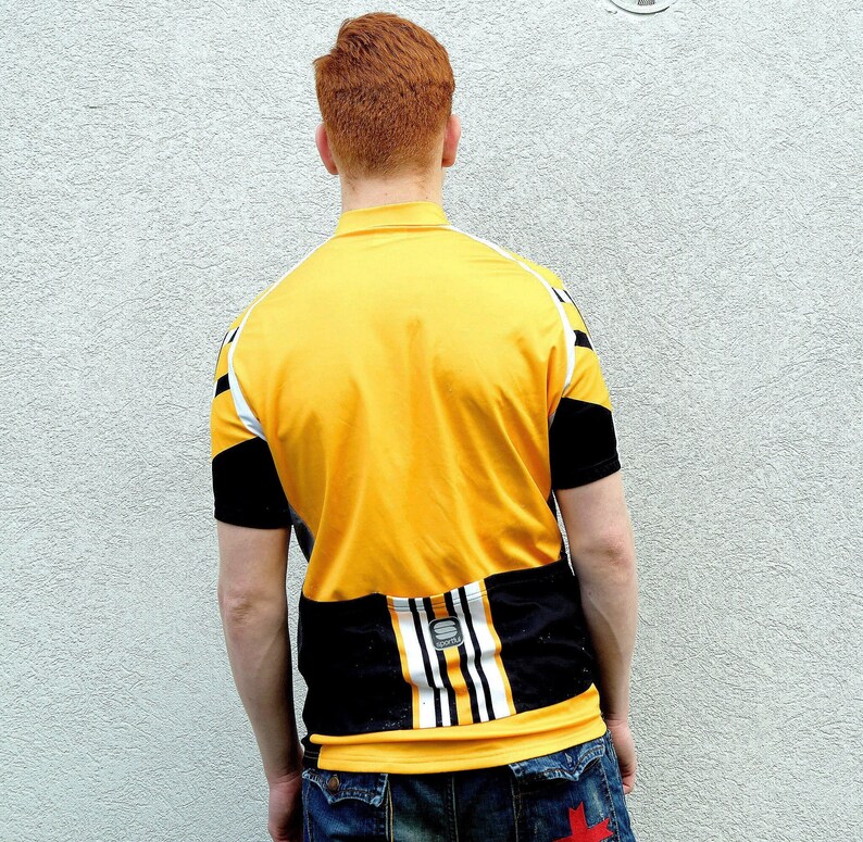 90s Color Block Sport Tshirt Men Cycling Top SPORTFUL Zip Up Rave Tshirt Large