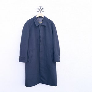 1980s Wool Cashmere Overcoat - Men&#39;s Navy Blue Winter Coat