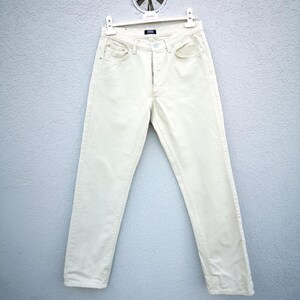 Vintage 90s Gianfranco Ferré Jeans: Cream White Distressed Denim, Loose Fit (W30 L34)