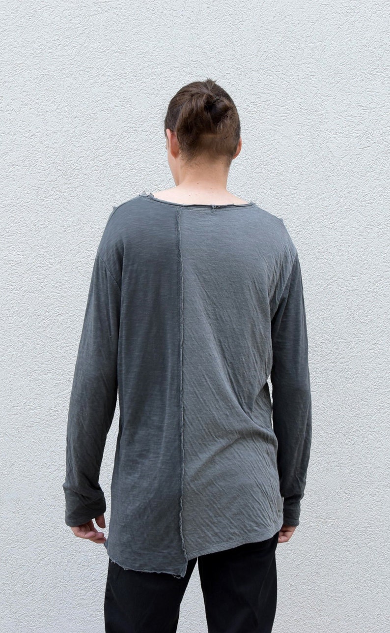 Dual Tone Crushed Cotton Sport Sweatshirt Asymmetrical Sweatshirt Menswear Men Fashion Gift for Him,size S to L Men/'s Oversized Sweatshirt