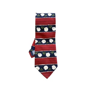 St. Michael by Marks & Spencer Vintage Tie – Striped Silk Floral Print Cravat
