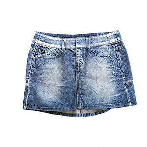 Killah Denim Mini Skirt - Size Medium - Distressed Style - Made in Italy
