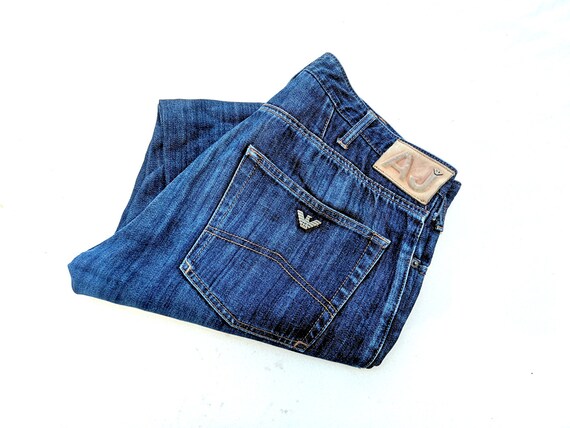 passie tragedie vijver Vintage 90s Mens ARMANI JEANS Indigo Dark Blue Straight Leg - Etsy