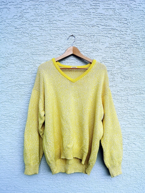 Vintage  Malo  Yellow Cotton Knit Sweater Men's S… - image 1