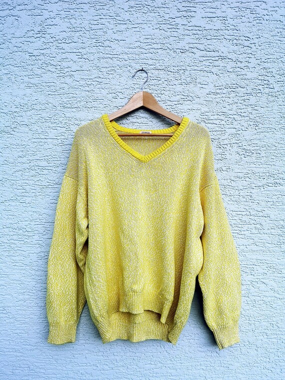 Vintage  Malo  Yellow Cotton Knit Sweater Men's S… - image 1